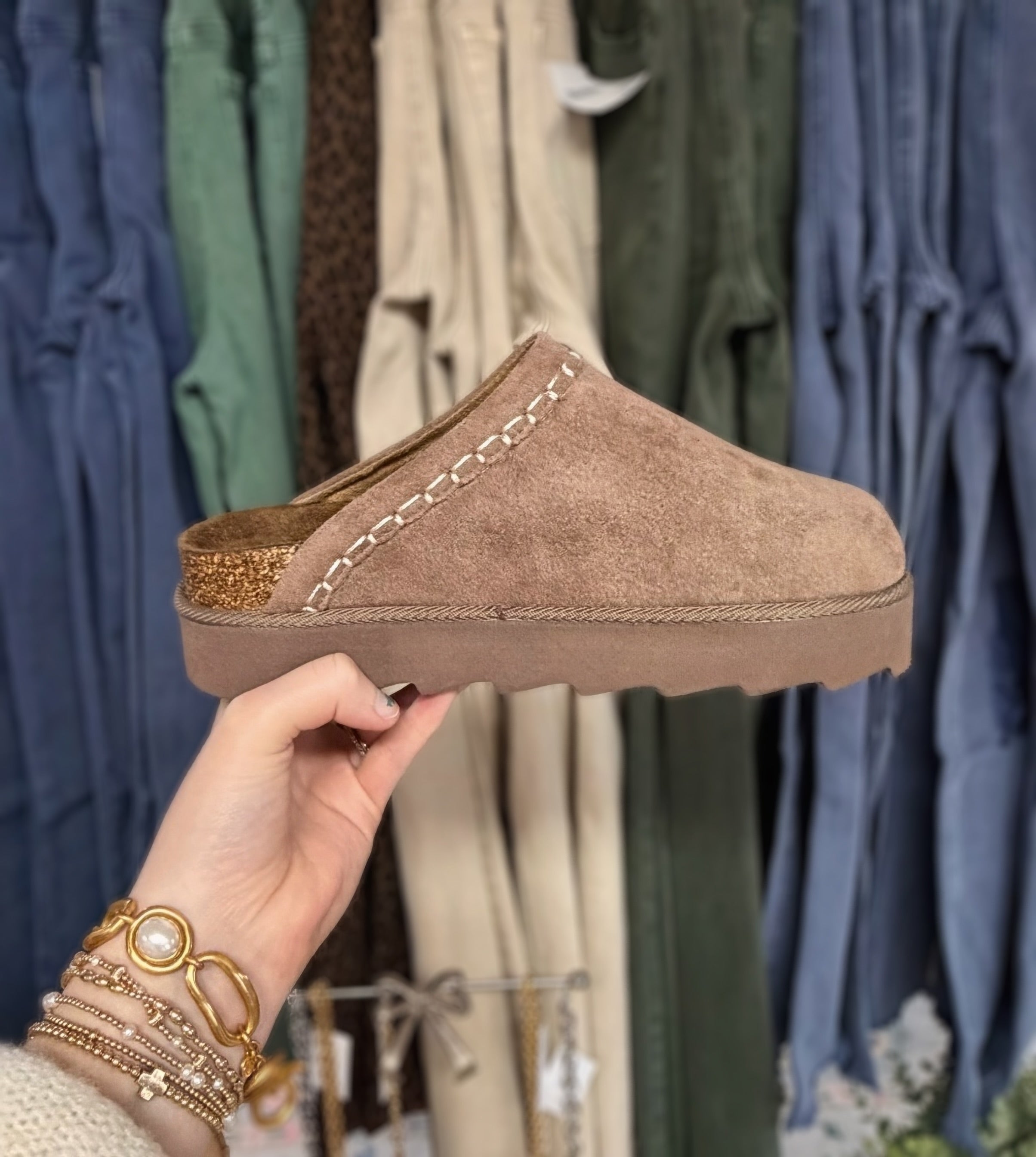 Taupe Platform Clogs