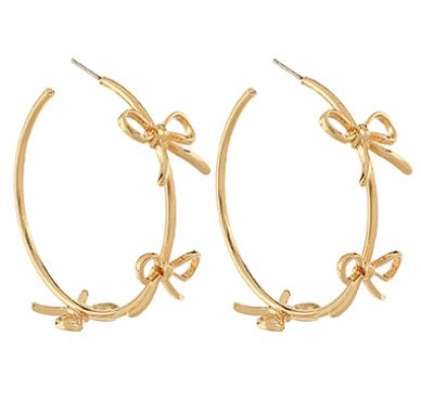 Gold Bow Hoops