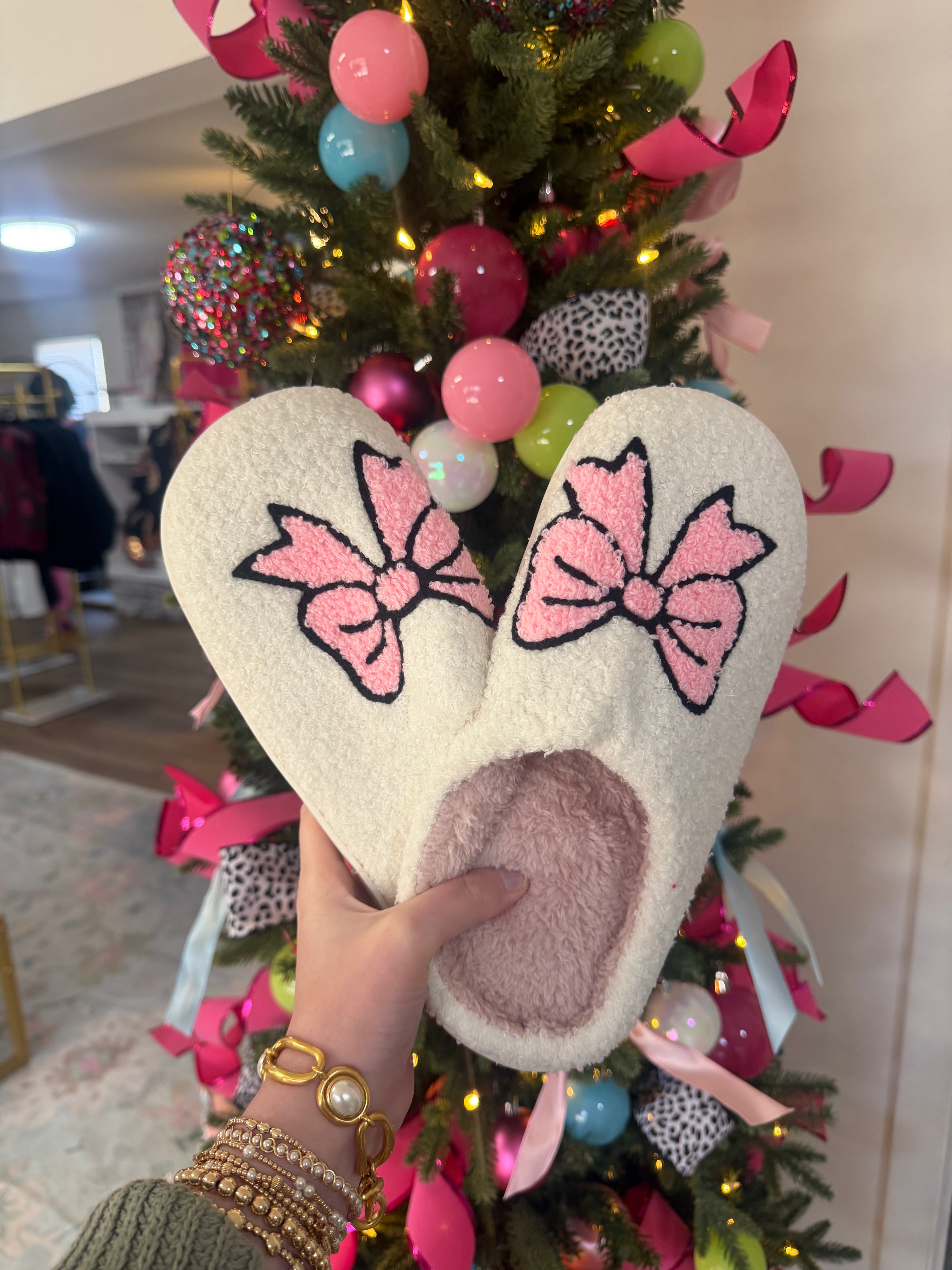Pink Bow Slippers
