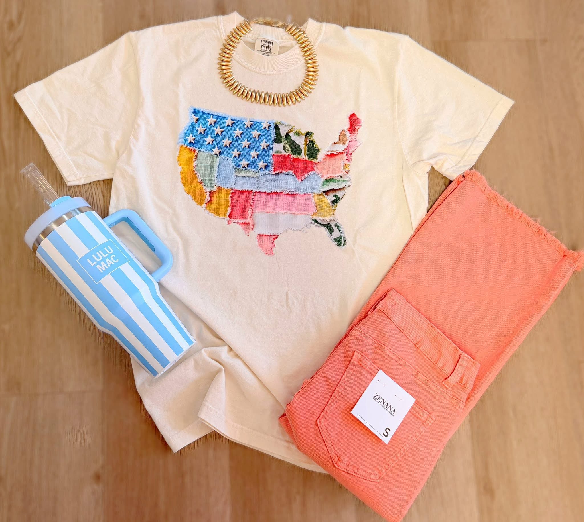 Faux Patchwork USA Tee - MADE BY ORDER