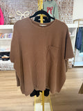 Brown Raised Ribbed Top - PLUS