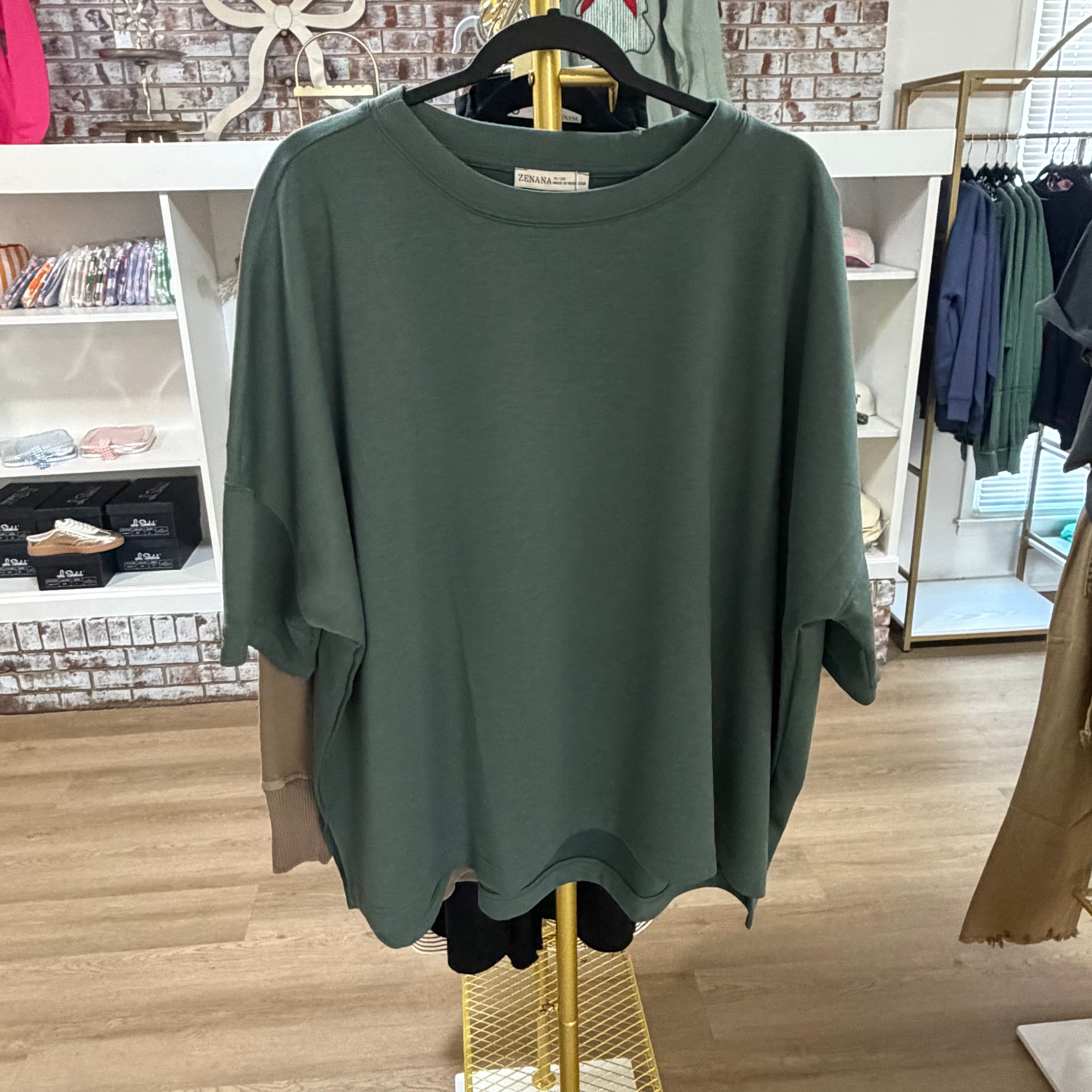 Dark Forest Scuba Round Neck Top - PLUS
