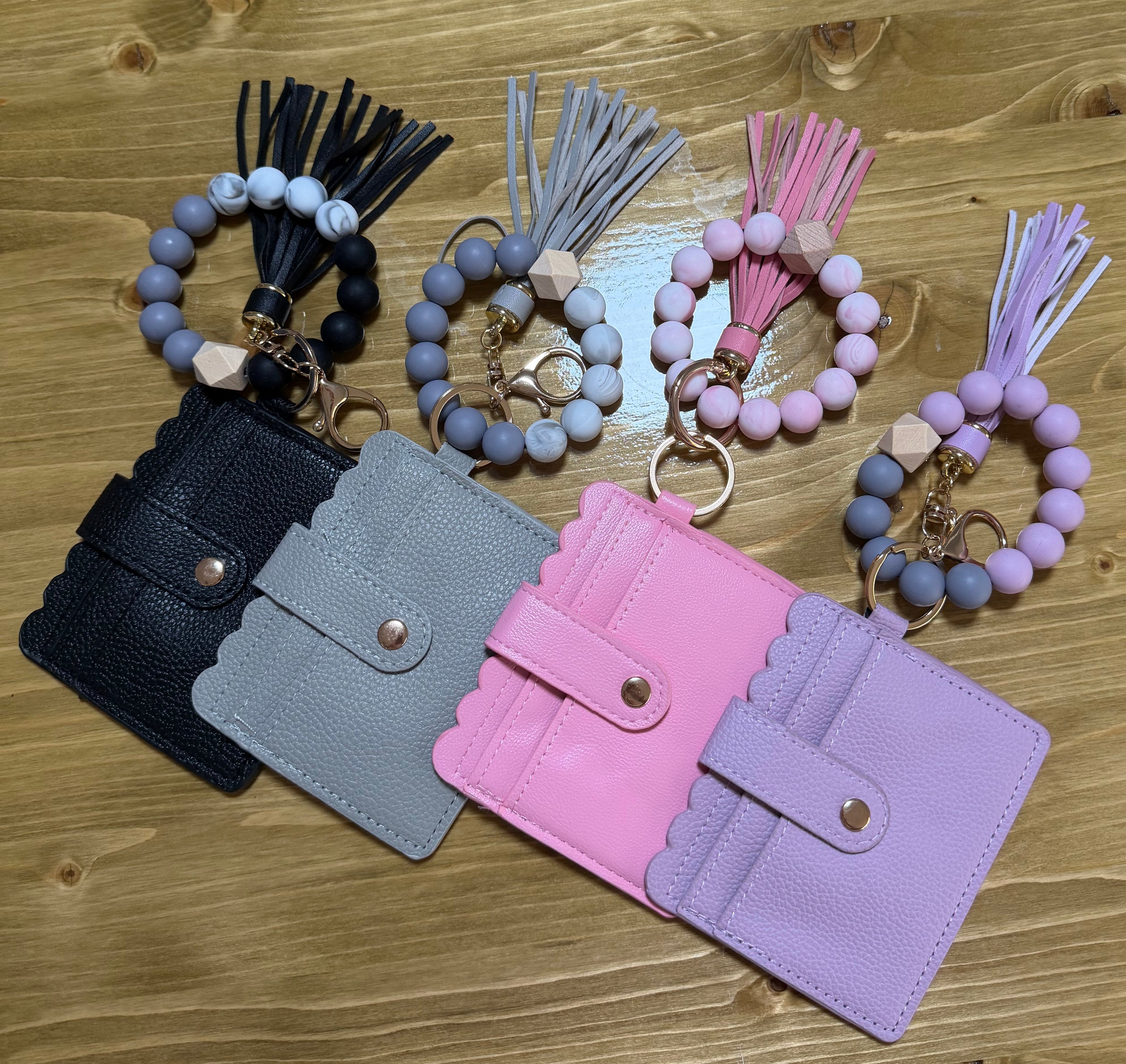 Beaded Bracelet Keychain Card Holder Wallet