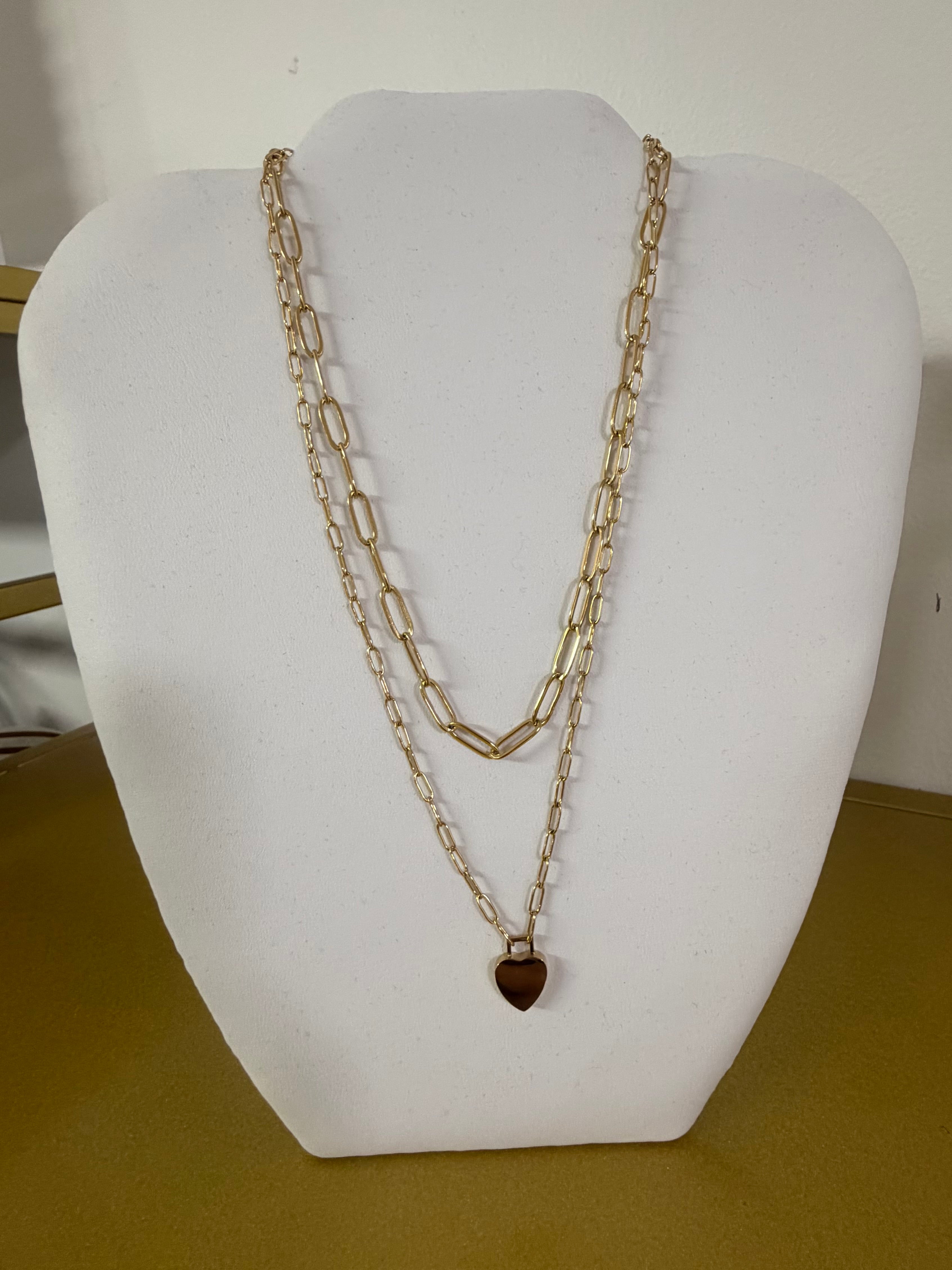 Gold Heart Layered Necklace