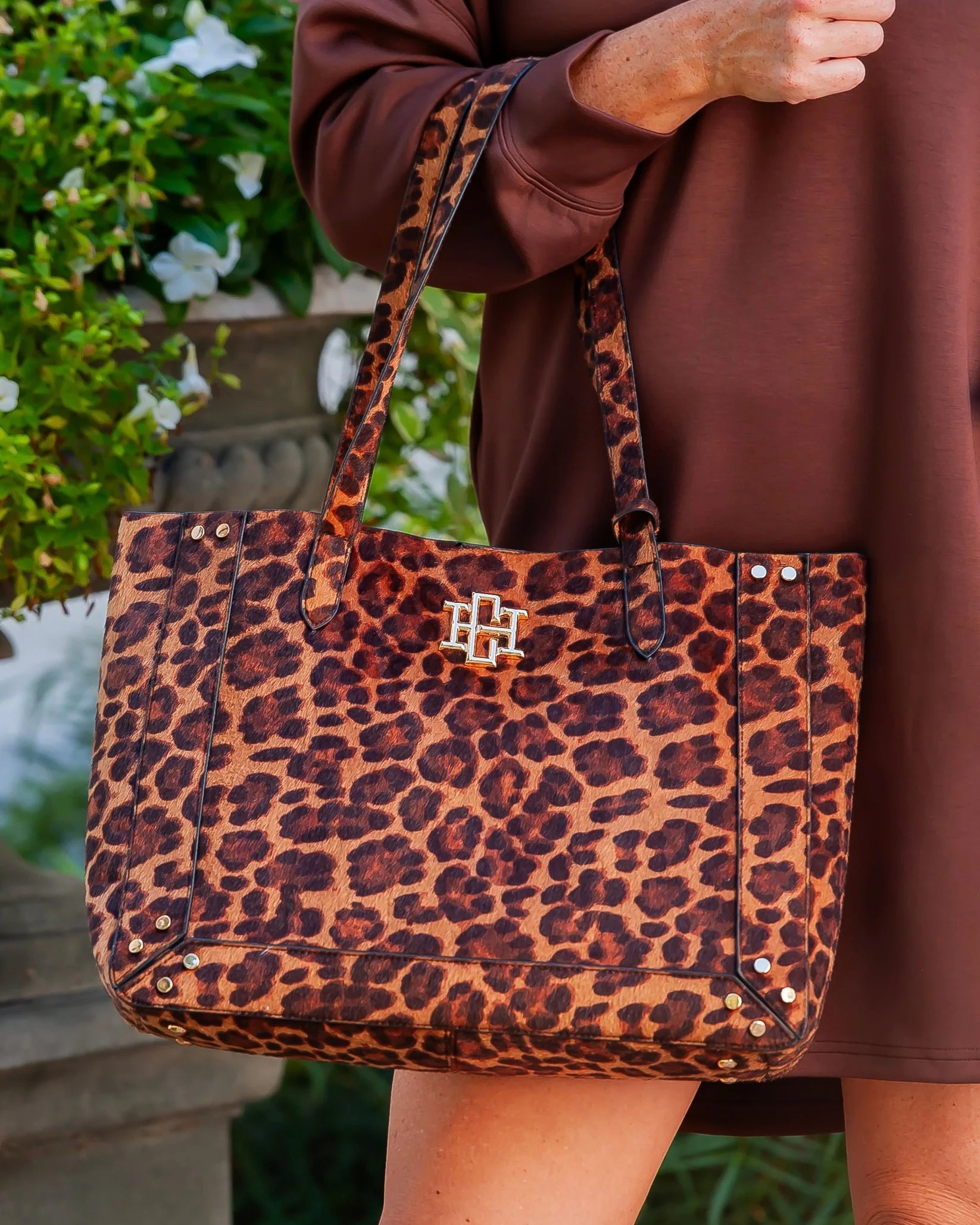 Sophie Spotted Saddle Studded Tote