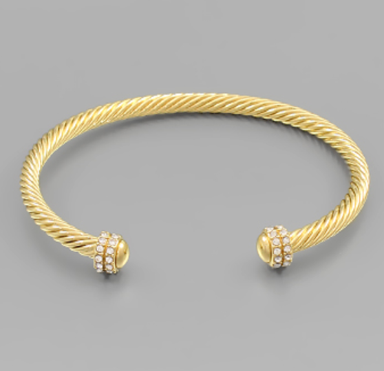 Gold Double Crystal Layer Cable Cuff