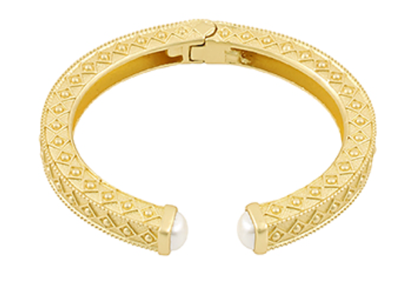 Textured Metal & Pearl Cuff
