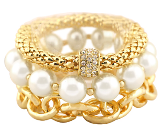 3 Row Accent Pearl Bracelet