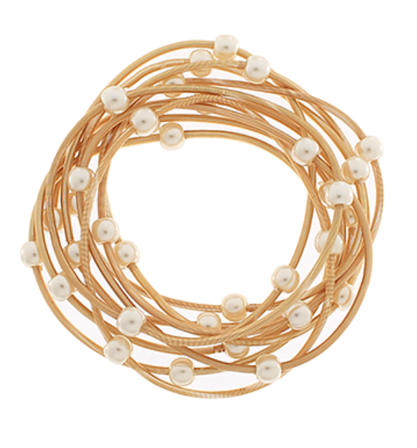 10 Row Guitar String Pearl Bracelet Set