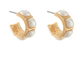 Square Pearl Textured Hoops