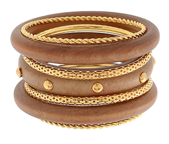 7 Row Wood Bangle Set