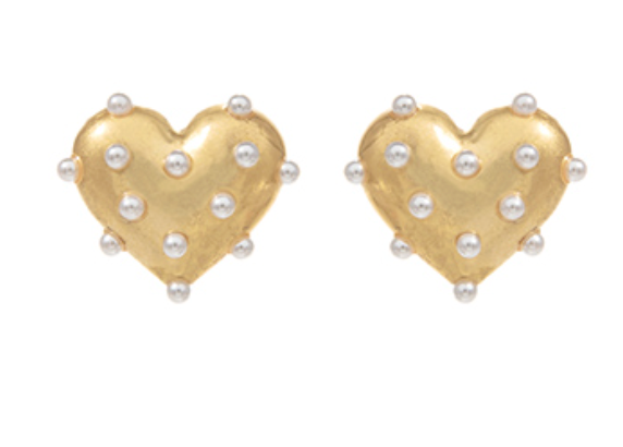 Pearl Studded Heart Earrings