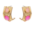 Pink Stone Linked Hoops