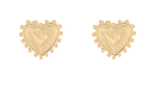 Dotted Heart Gold Studs