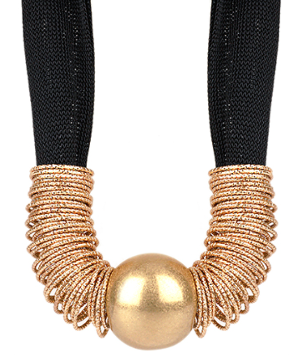 Metal Ball & Multi Rings Mesh Necklace