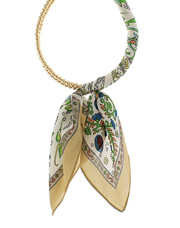Gold Beaded Scarf Necklace