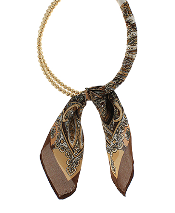 Gold Beaded Scarf Necklace
