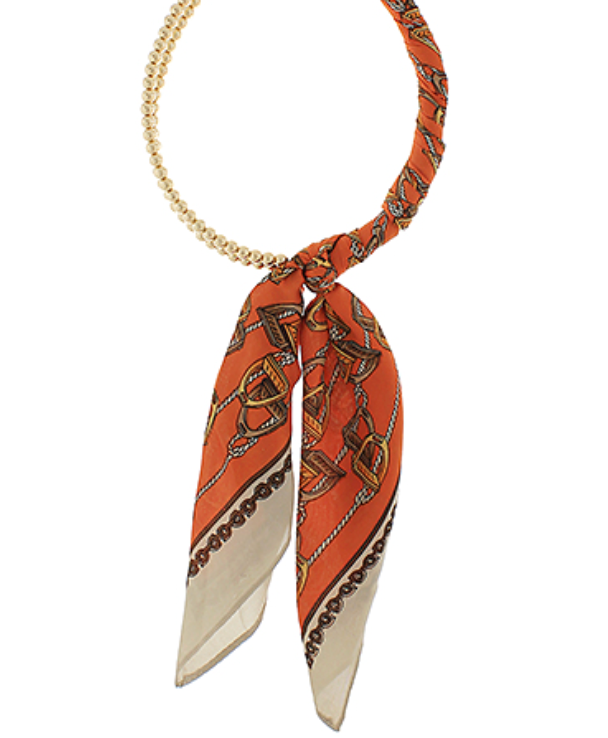 Gold Beaded Scarf Necklace