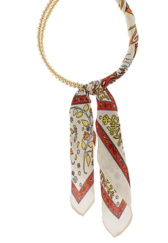 Gold Beaded Scarf Necklace