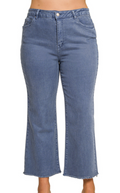 High Waist Raw Hem Pants - PLUS
