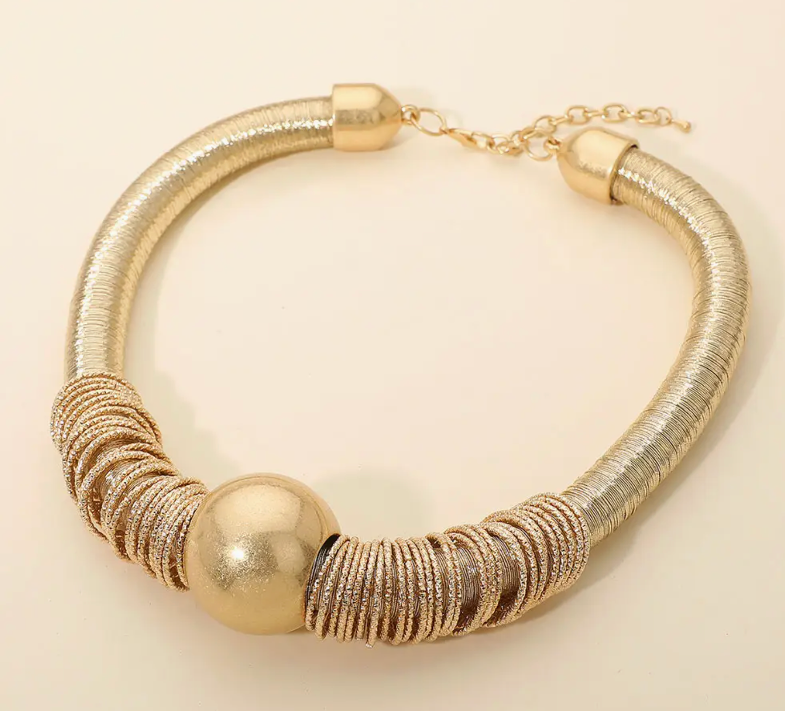Modern Metallic Coil Statement Necklace