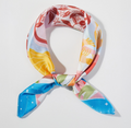 Seaside Feast Print Square Bandana Scarf