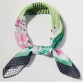 Green Abstract Collage Print Square Bandana Scarf