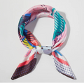 Pink Abstract Collage Print Square Bandana Scarf