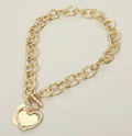 Hammered Layered Heart Pendant Chunky Chain Toggle Necklace