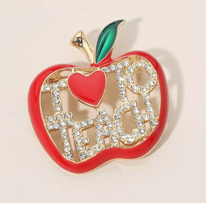 I Love To Teach Apple Pin Brooch