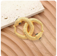 Stone Pointed Snake Double C Pin Brooch