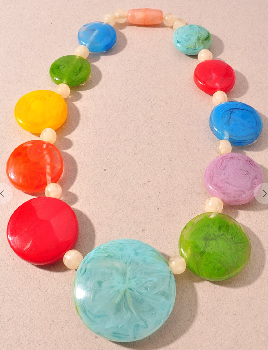 Colorful Resin Disc Bead Necklace