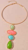 Multi Color Stone Drop Collar Necklace