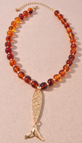 Beaded Resin Fish Charm Necklace