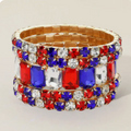 5pc Flag Emerald Cut Stretch Bracelet