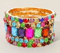 5pc Multi-Colored Emerald Cut Stretch Bracelet