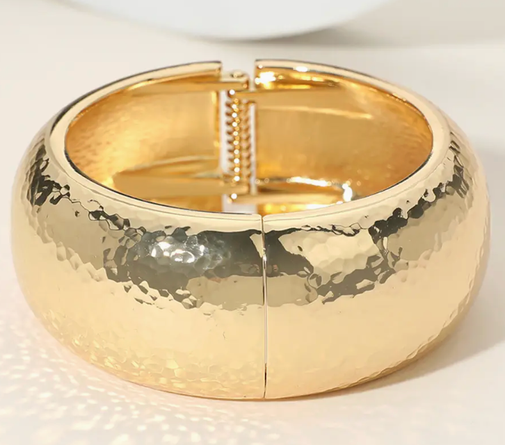 Chunky Hammered Gold Bangle
