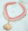 Pink Beaded Seashell Necklace