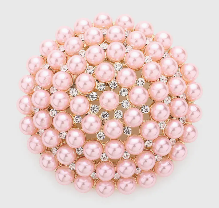 Pink Pearl Cluster Pin Brooch