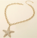 Gold Textured Starfish Pendant Necklace