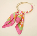 Scarf Double Bubble Chain Necklace - Pink