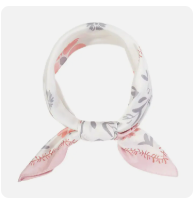 Floral Border Silky Bandana Scarf - Pink