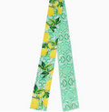 Lemon and Scroll Pattern Print Silk Scarf - Green