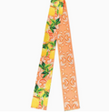 Lemon and Scroll Pattern Print Silk Scarf - Orange