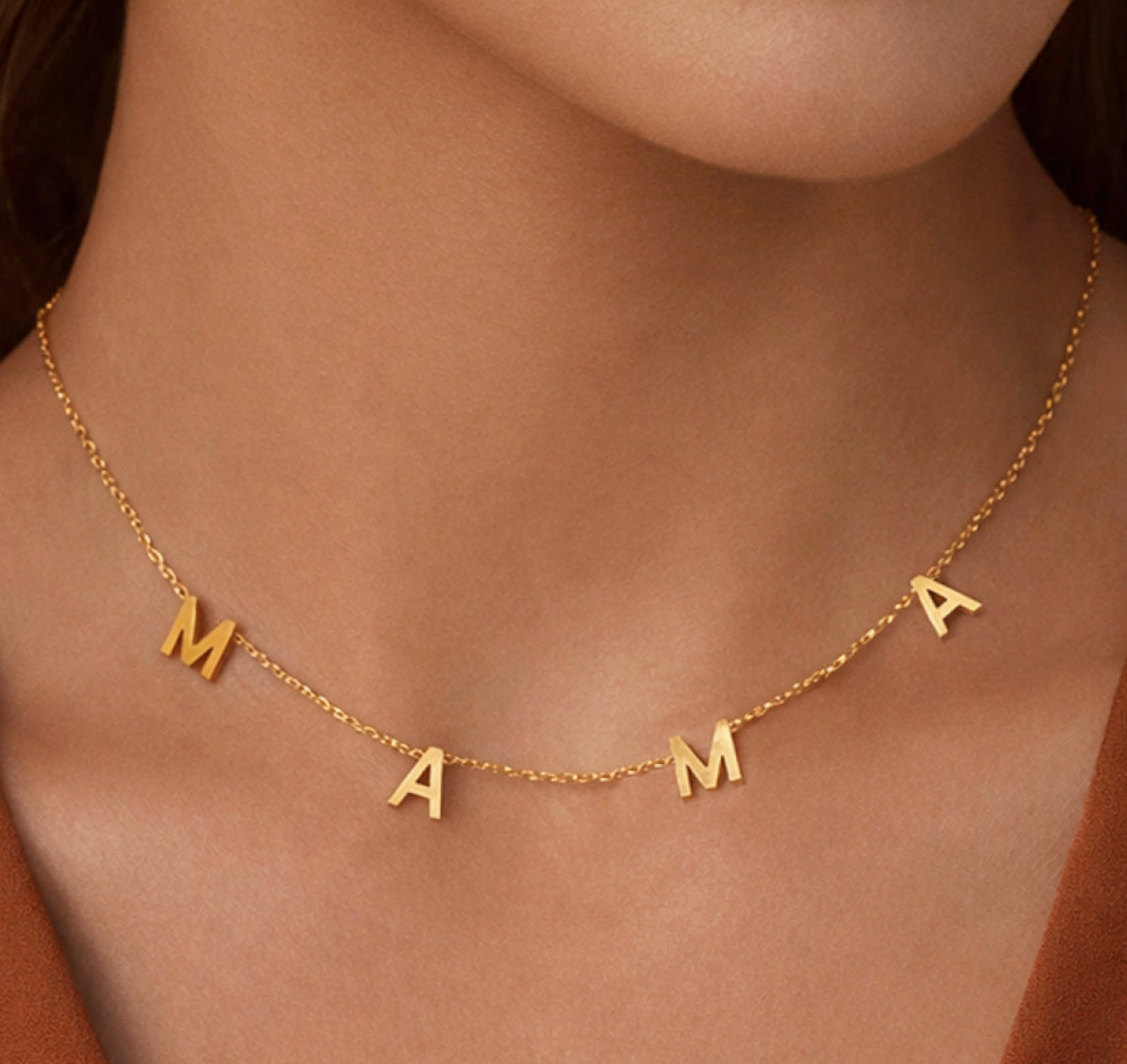 Gold Paved MAMA Necklace