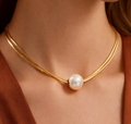 Double Gold Pearl Necklace