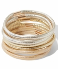 Gold Leather Tube Bracelet Set