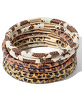 Animal Print Leather Tube Bracelet Set