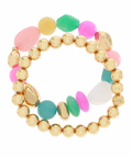 2 Row Multi Stone + Gold Bracelet