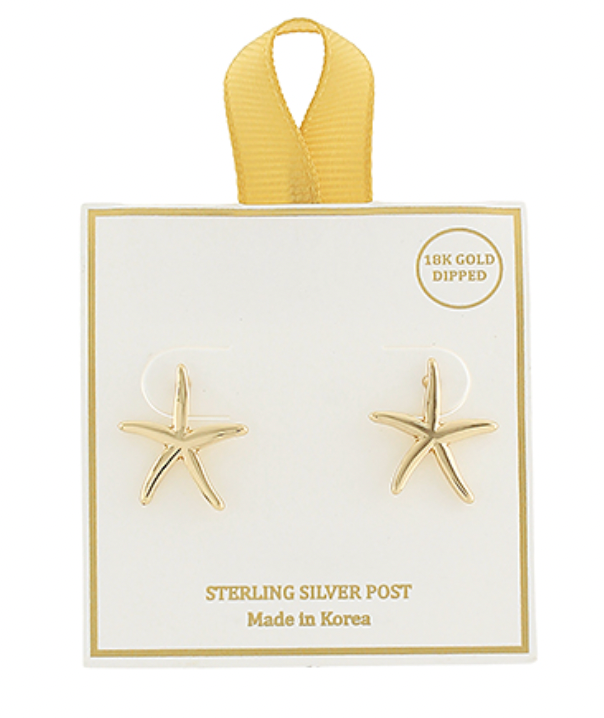 18K Gold Starfish Studs